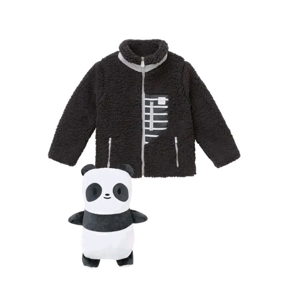 Cubcoats Transforming 2-in-1 Stuffed Animal Panda Fleece Jacket Charcoal Sze 8